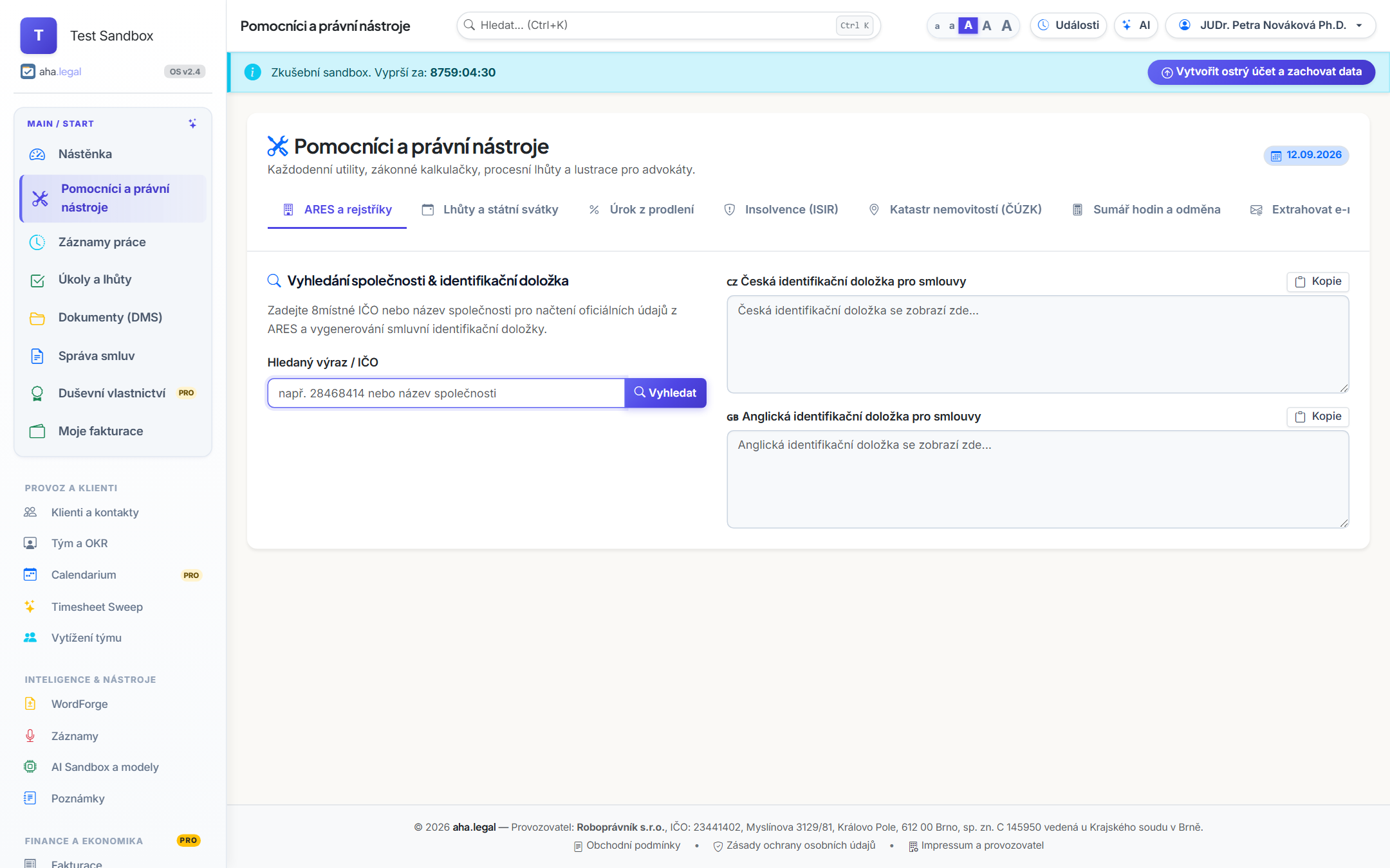 Právní nástroje: ARES, soudní lhůty a zákonné úroky